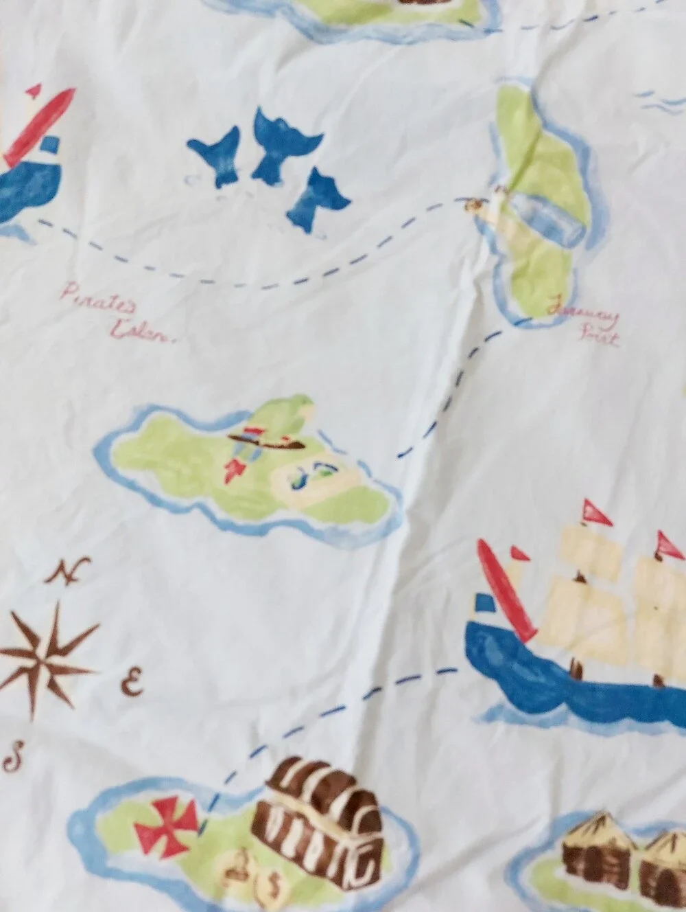 Duvet Cover Twin Size Pirate Ship Treasure Map Pottery Barn Kids Peter Pan Capta